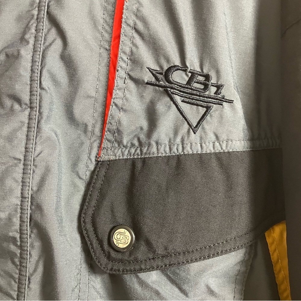 Men’s Hooded Jacket/Coat/Windbreaker, Large, Gray/Yellow/Red, CB Sports - Picture 9 of 14